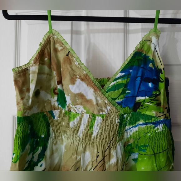 Vintage Y2K Cotton Summer Watercolour Print Dress - Picture 5 of 14